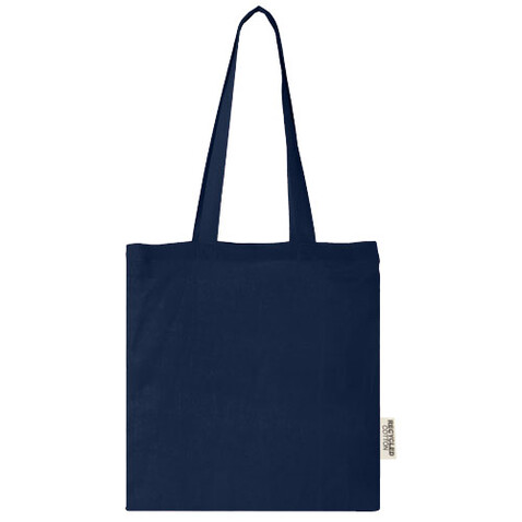 Madras 140 g/m² Baumwoll Tragetasche aus GRS recycelter Baumwolle, 7L, navy bedrucken, Art.-Nr. 12069555