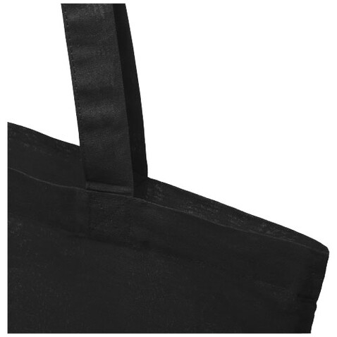 Madras 140 g/m² Baumwoll Tragetasche aus GRS recycelter Baumwolle, 7L, schwarz bedrucken, Art.-Nr. 12069590