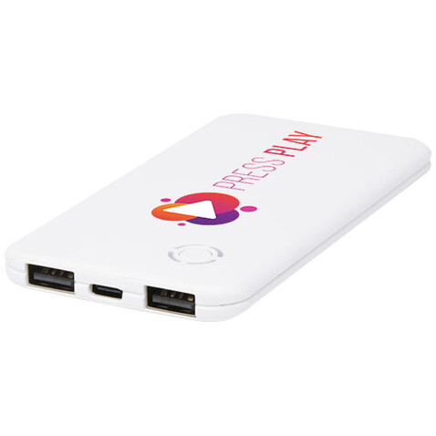 Slender 4000 mAh flache Dual Powerbank, weiss bedrucken, Art.-Nr. 12431901