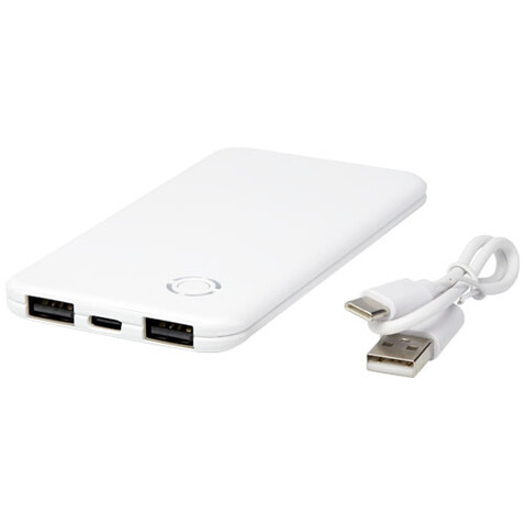 Slender 4000 mAh flache Dual Powerbank, weiss bedrucken, Art.-Nr. 12431901