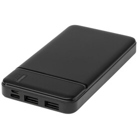 Loop 10.000 mAh Powerbank aus recyceltem Kunststoff, schwarz bedrucken, Art.-Nr. 12432190