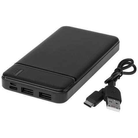 Loop 10.000 mAh Powerbank aus recyceltem Kunststoff, schwarz bedrucken, Art.-Nr. 12432190