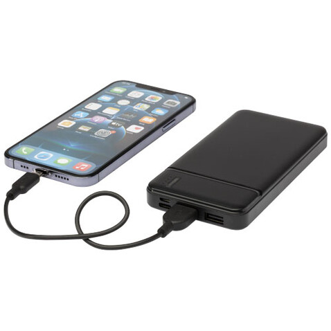 Loop 10.000 mAh Powerbank aus recyceltem Kunststoff, schwarz bedrucken, Art.-Nr. 12432190
