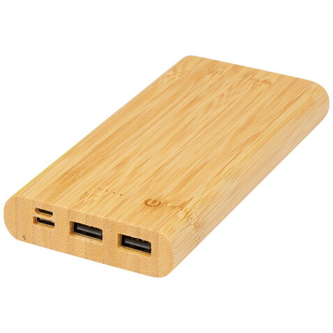 Tulda 10.000 mAh Powerbank aus Bambus, natur bedrucken, Art.-Nr. 12432306