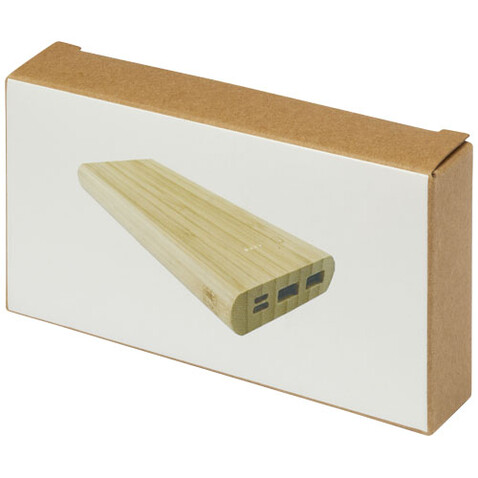 Tulda 10.000 mAh Powerbank aus Bambus, natur bedrucken, Art.-Nr. 12432306