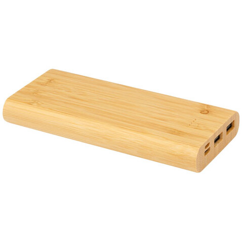 Tulda 10.000 mAh Powerbank aus Bambus, natur bedrucken, Art.-Nr. 12432306