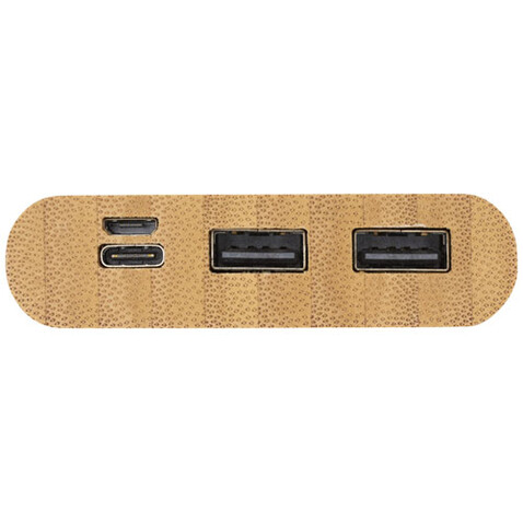Tulda 10.000 mAh Powerbank aus Bambus, natur bedrucken, Art.-Nr. 12432306