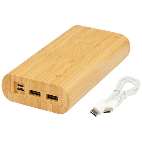Tulda 20.000 mAh Powerbank aus Bambus, natur bedrucken, Art.-Nr. 12432406