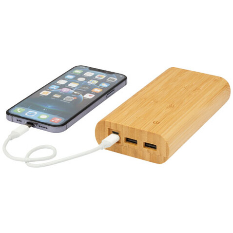 Tulda 20.000 mAh Powerbank aus Bambus, natur bedrucken, Art.-Nr. 12432406