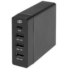 ADAPT PD-Powerstation aus recyceltem Kunststoff, 72W, schwarz bedrucken, Art.-Nr. 12433090