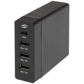 ADAPT PD-Powerstation aus recyceltem Kunststoff, 72W, schwarz bedrucken, Art.-Nr. 12433090