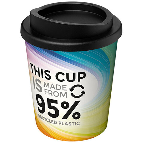 Brite-Americano® Espresso Recycled Isolierbecher, 250 ml, weiss, schwarz bedrucken, Art.-Nr. 21049401