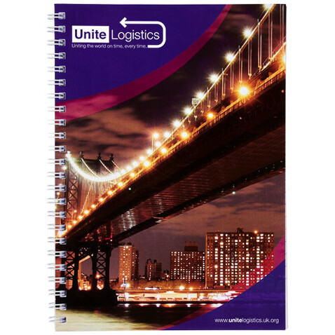 Desk-Mate® A5 Spiralnotizbuch mit bedruckter Rückseite, weiss bedrucken, Art.-Nr. 21291012