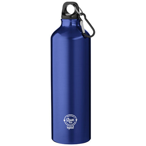 Oregon 770 ml RCS-zertifizierte Trinkflasche aus recyceltem Aluminium mit Karabinerhaken, blau bedrucken, Art.-Nr. 10073952