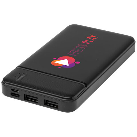 Loop 10.000 mAh Powerbank aus recyceltem Kunststoff, schwarz bedrucken, Art.-Nr. 12432190