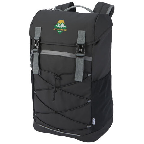 Aqua 15,6" GRS recycelter wasserabweisender Laptop-Rucksack 23 L, schwarz bedrucken, Art.-Nr. 13004490