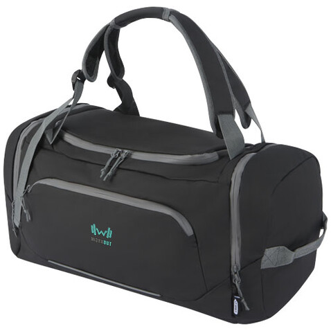 Aqua wasserabweisende Reisetasche aus GRS Recyclingmaterial 35 L, schwarz bedrucken, Art.-Nr. 13004690