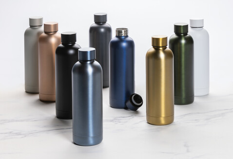 Impact Vakuumflasche aus RCS recyceltem Stainless-Steel gold bedrucken, Art.-Nr. P435.706