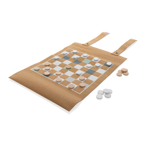 Britton faltbares Backgammon und Damespiel Set aus Kork braun bedrucken, Art.-Nr. P940.219