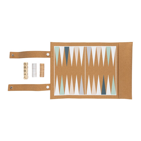 Britton faltbares Backgammon und Damespiel Set aus Kork braun bedrucken, Art.-Nr. P940.219