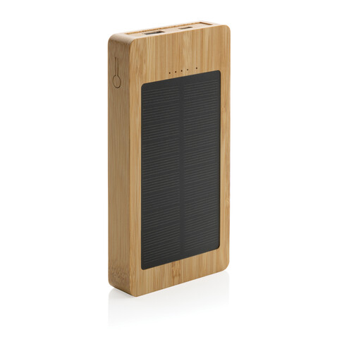 Sunwick 10.000mah Bambus Solar Powerbank braun bedrucken, Art.-Nr. P322.399