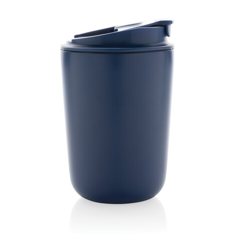 Cuppa Vakuumbecher aus RCS-Stahl mit Umhängeband blau bedrucken, Art.-Nr. P435.025
