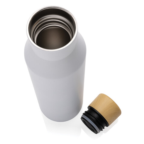 Gaia Vakuumflasche aus RCS recyceltem Stainless-Steel weiß bedrucken, Art.-Nr. P435.523