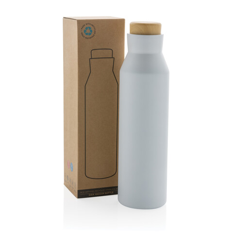 Gaia Vakuumflasche aus RCS recyceltem Stainless-Steel weiß bedrucken, Art.-Nr. P435.523