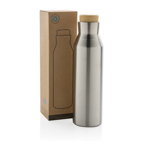 Gaia Vakuumflasche aus RCS recyceltem Stainless-Steel silber bedrucken, Art.-Nr. P435.522