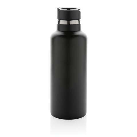 Hydro Vakuumflasche aus RCS recycel. Stainless-Steel schwarz bedrucken, Art.-Nr. P435.551