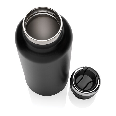 Hydro Vakuumflasche aus RCS recycel. Stainless-Steel schwarz bedrucken, Art.-Nr. P435.551