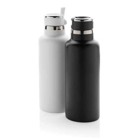 Hydro Vakuumflasche aus RCS recycel. Stainless-Steel schwarz bedrucken, Art.-Nr. P435.551