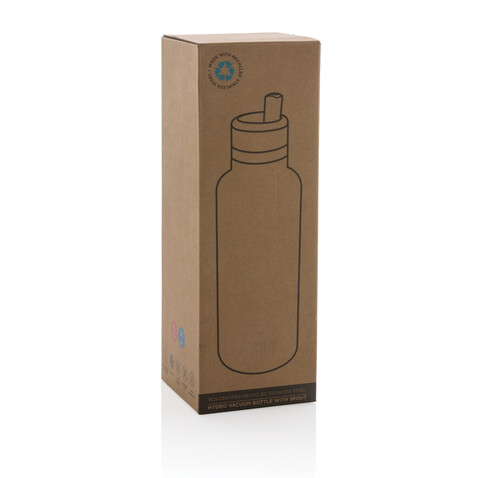Hydro Vakuumflasche aus RCS recycel. Stainless-Steel schwarz bedrucken, Art.-Nr. P435.551