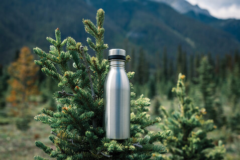 Deluxe Wasserflasche aus RCS recyceltem Stainless-Steel silber bedrucken, Art.-Nr. P435.712