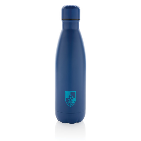 Eureka einwandige Wasserflasche aus RCS rec. Stainless-Steel blau bedrucken, Art.-Nr. P435.725