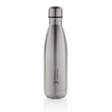 Eureka einwandige Wasserflasche aus RCS rec. Stainless-Steel silber bedrucken, Art.-Nr. P435.722