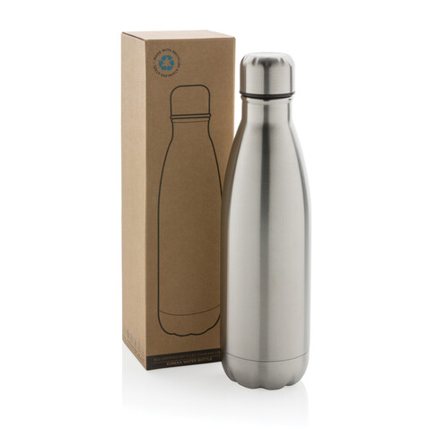 Eureka einwandige Wasserflasche aus RCS rec. Stainless-Steel silber bedrucken, Art.-Nr. P435.722