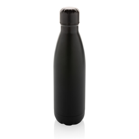 Eureka einwandige Wasserflasche aus RCS rec. Stainless-Steel schwarz bedrucken, Art.-Nr. P435.721