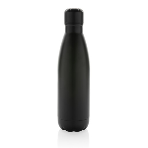 Eureka einwandige Wasserflasche aus RCS rec. Stainless-Steel schwarz bedrucken, Art.-Nr. P435.721