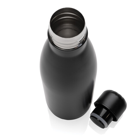 Eureka einwandige Wasserflasche aus RCS rec. Stainless-Steel schwarz bedrucken, Art.-Nr. P435.721