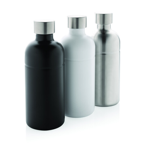 Soda Trinkflasche aus RCS-zertifiziertem Stainless-Steel silber bedrucken, Art.-Nr. P435.802