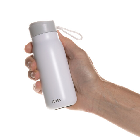 Avira Ain 150ml Reiseflasche aus RCS rec. Stainless-Steel weiß bedrucken, Art.-Nr. P438.053