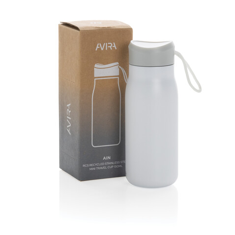 Avira Ain 150ml Reiseflasche aus RCS rec. Stainless-Steel weiß bedrucken, Art.-Nr. P438.053