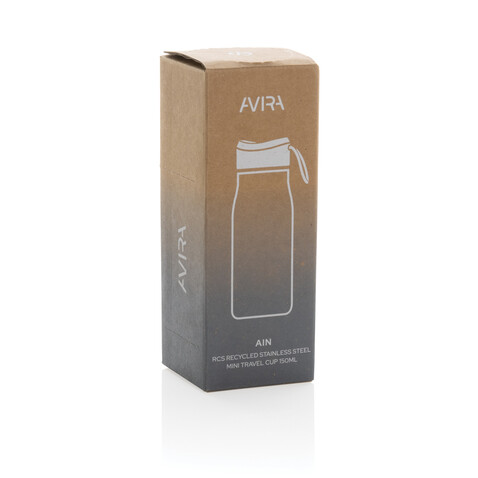 Avira Ain 150ml Reiseflasche aus RCS rec. Stainless-Steel weiß bedrucken, Art.-Nr. P438.053