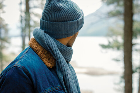 Impact AWARE™ Polylana® doppelt gestrickte Mütze Sage blue bedrucken, Art.-Nr. P453.395
