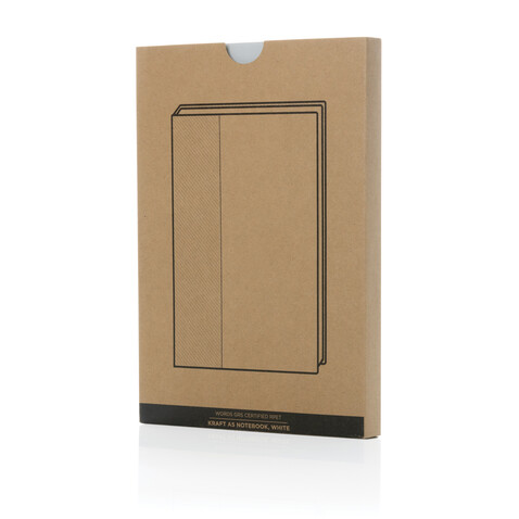 Words GRS zertifiziertes RPET &amp; Kraft Notizbuch A5 off white bedrucken, Art.-Nr. P774.543
