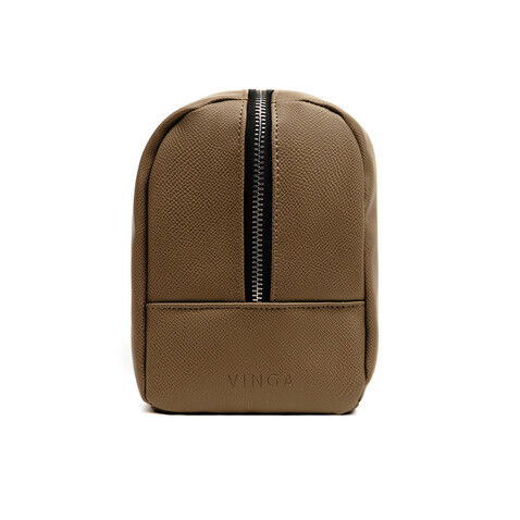 VINGA Bermond Kulturtasche aus RCS recyceltem PU braun bedrucken, Art.-Nr. V820009