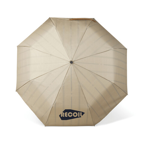 VINGA Bosler AWARE™ 21" faltbarer Schirm aus recyceltem PET beige bedrucken, Art.-Nr. V850019 VINGA Bosler AWARE™ 21" faltbarer Schirm aus recyceltem PET beige bedrucken, Art.-Nr. V850019