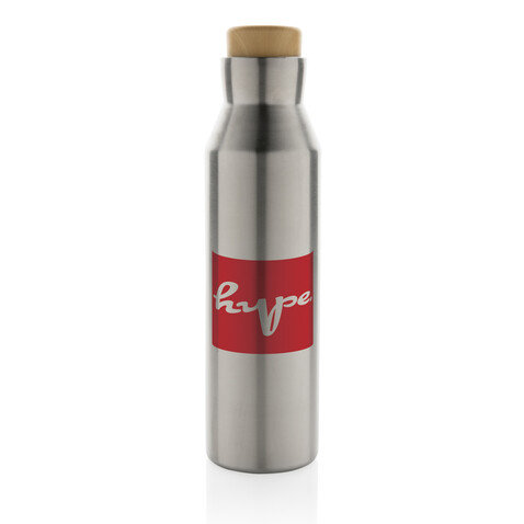 Gaia Vakuumflasche aus RCS recyceltem Stainless-Steel silber bedrucken, Art.-Nr. P435.522