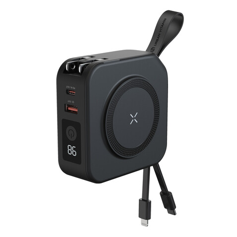Urban Vitamin Saratoga 5-in-1 universal Charger schwarz bedrucken, Art.-Nr. P301.951